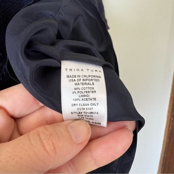 NWT Trina Turk Lorossa Navy Striped Tweed Fringe Shift Dress 8 - Picture 7 of 7